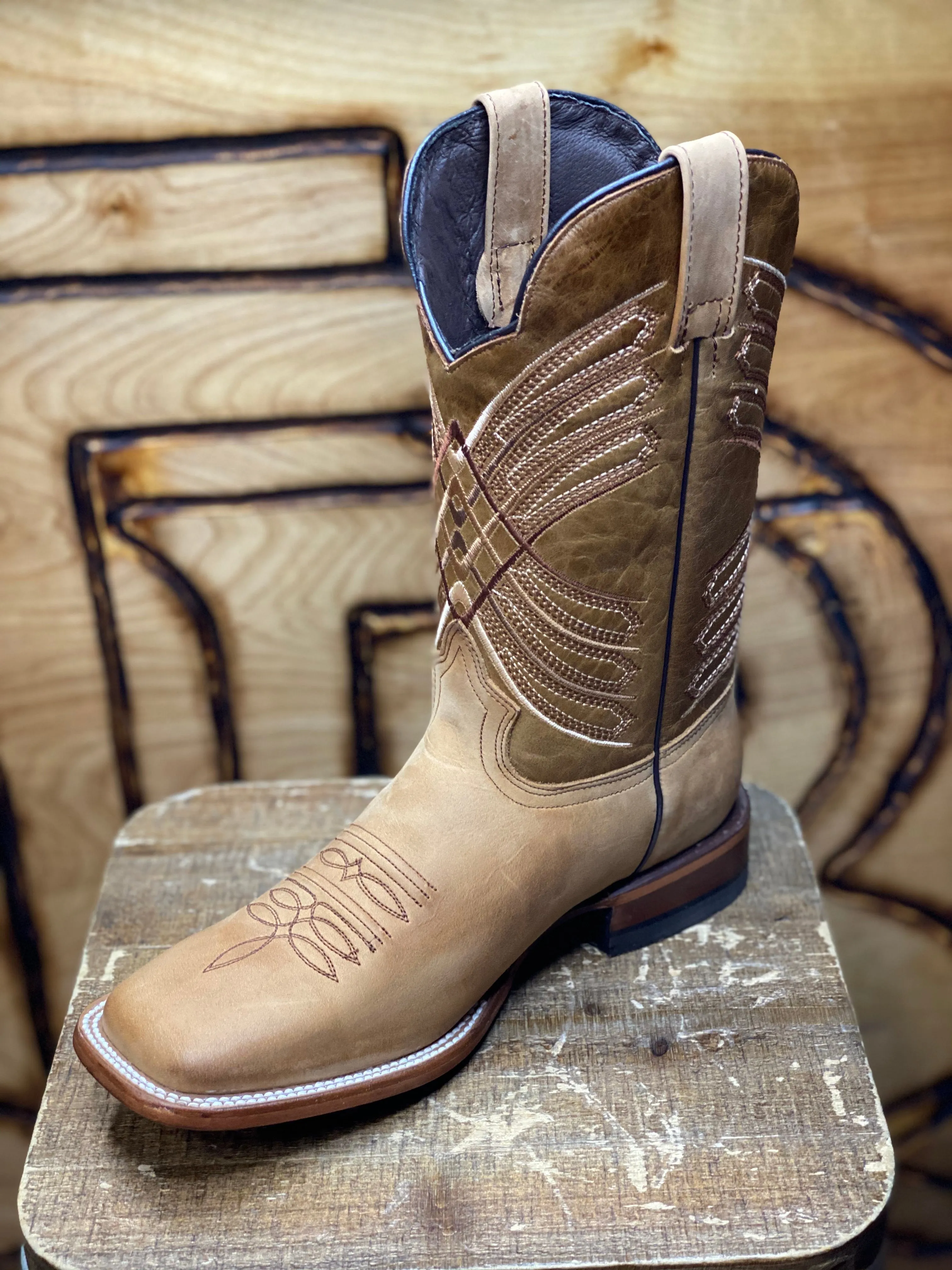 Light Brown Handmade Square Toe Boots.