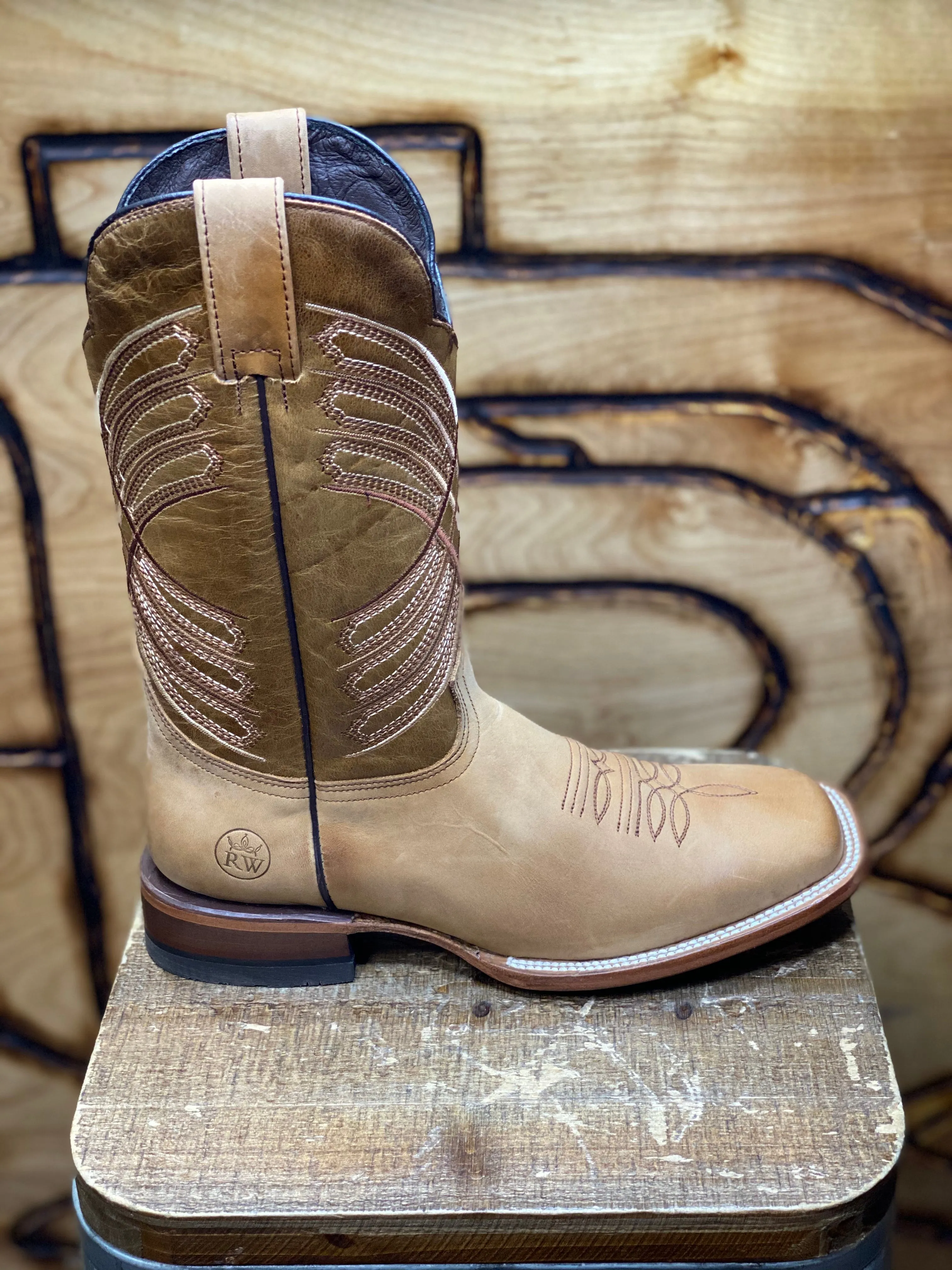 Light Brown Handmade Square Toe Boots.