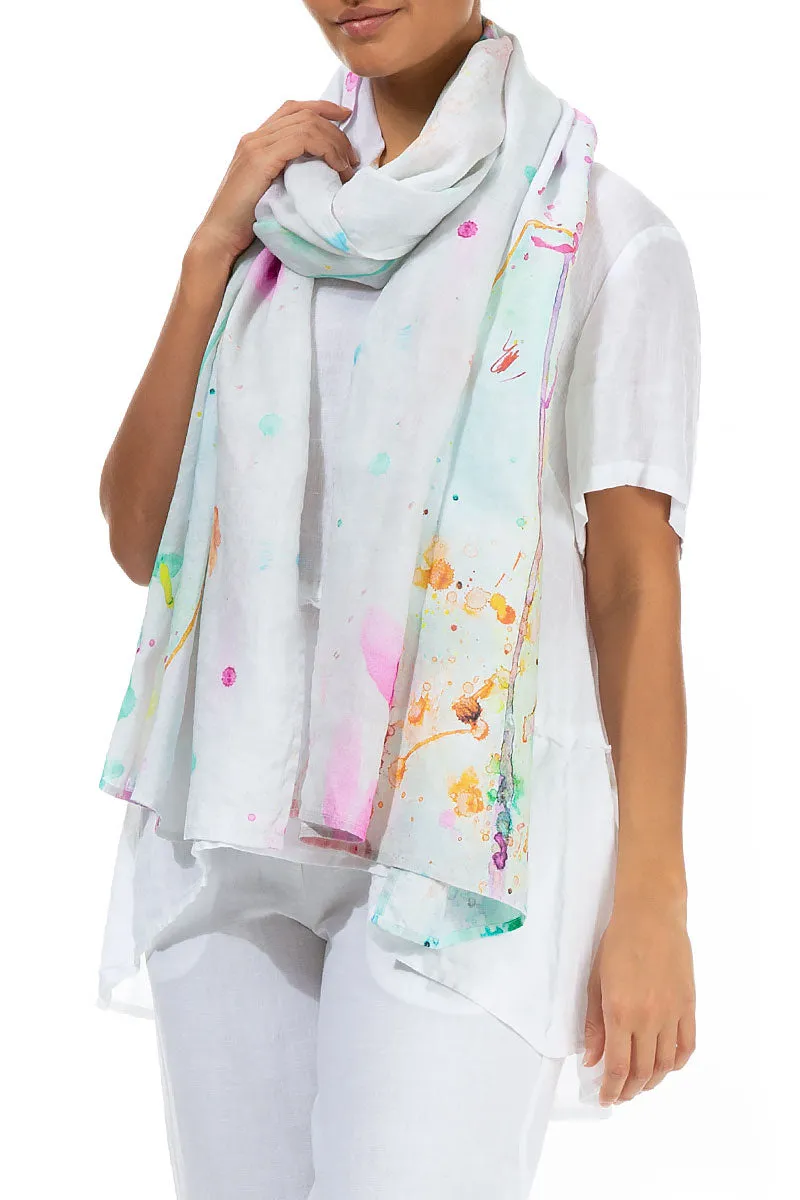 Linen Scarf with Color Splash