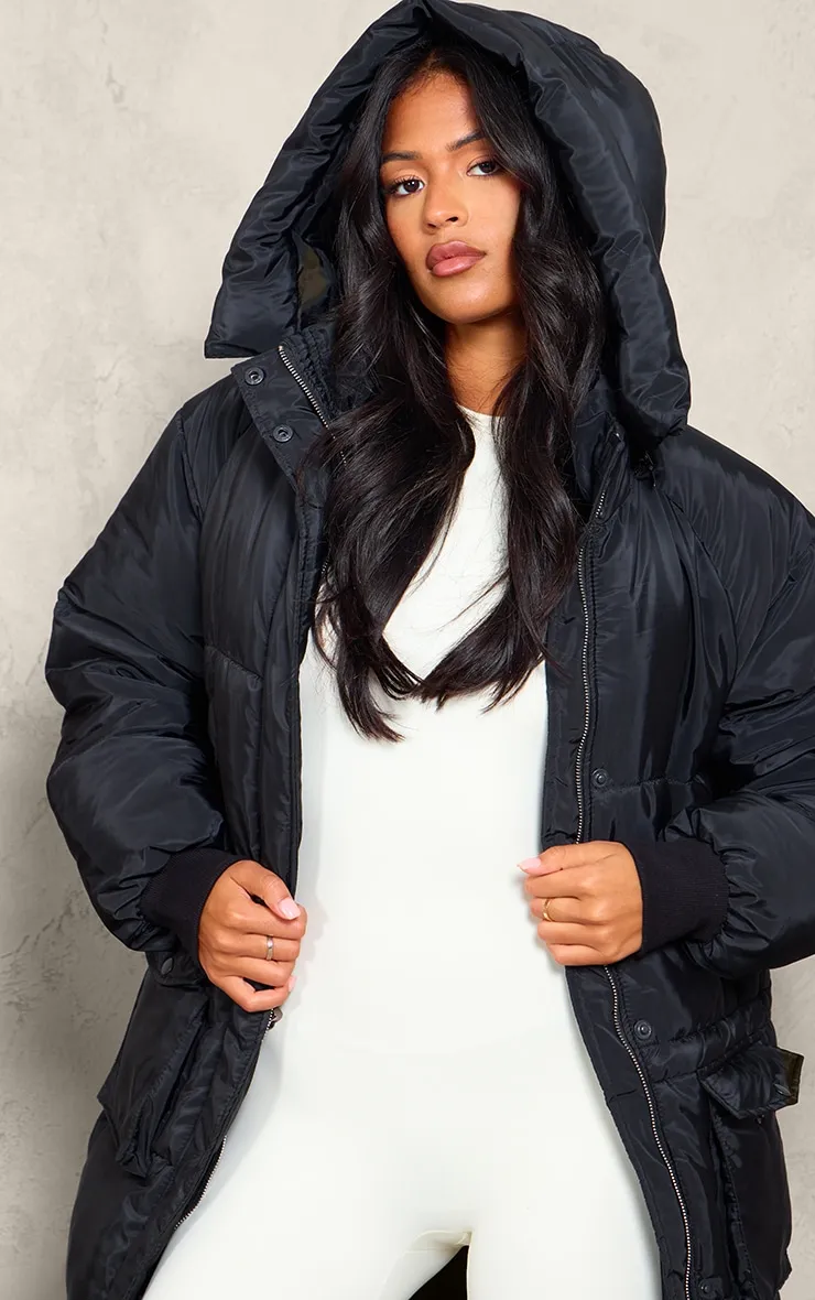 Long Black Oversized Puffer Jacket