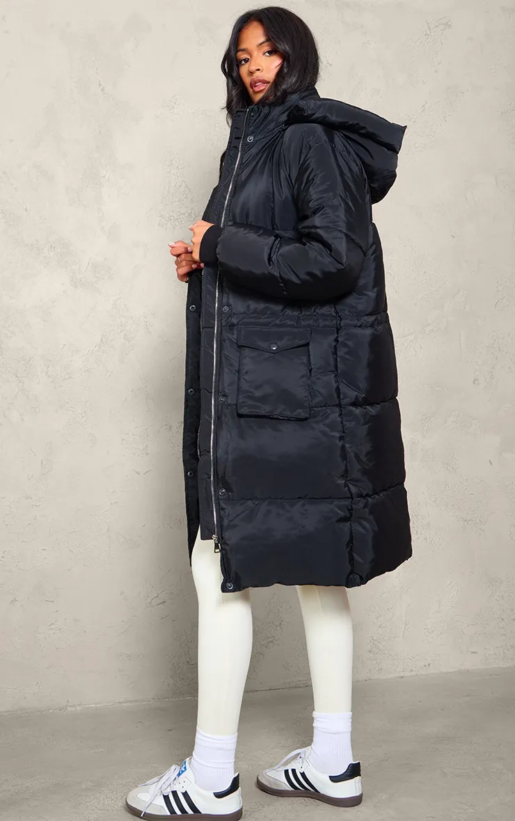 Long Black Oversized Puffer Jacket