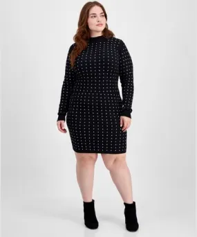 Madden Girl Plus Size Rhinestone-Detail Long-Sleeve Dress