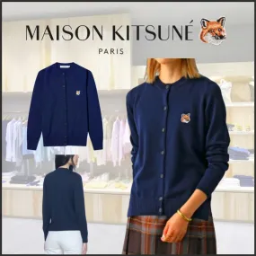 Maison Kitsune Casual Wool Long Sleeves with Animal Patterns