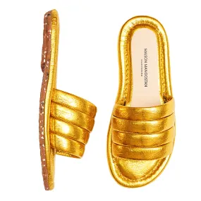 Mangostan Child Marmelo Sandal Yellow Metallic Faux Leather