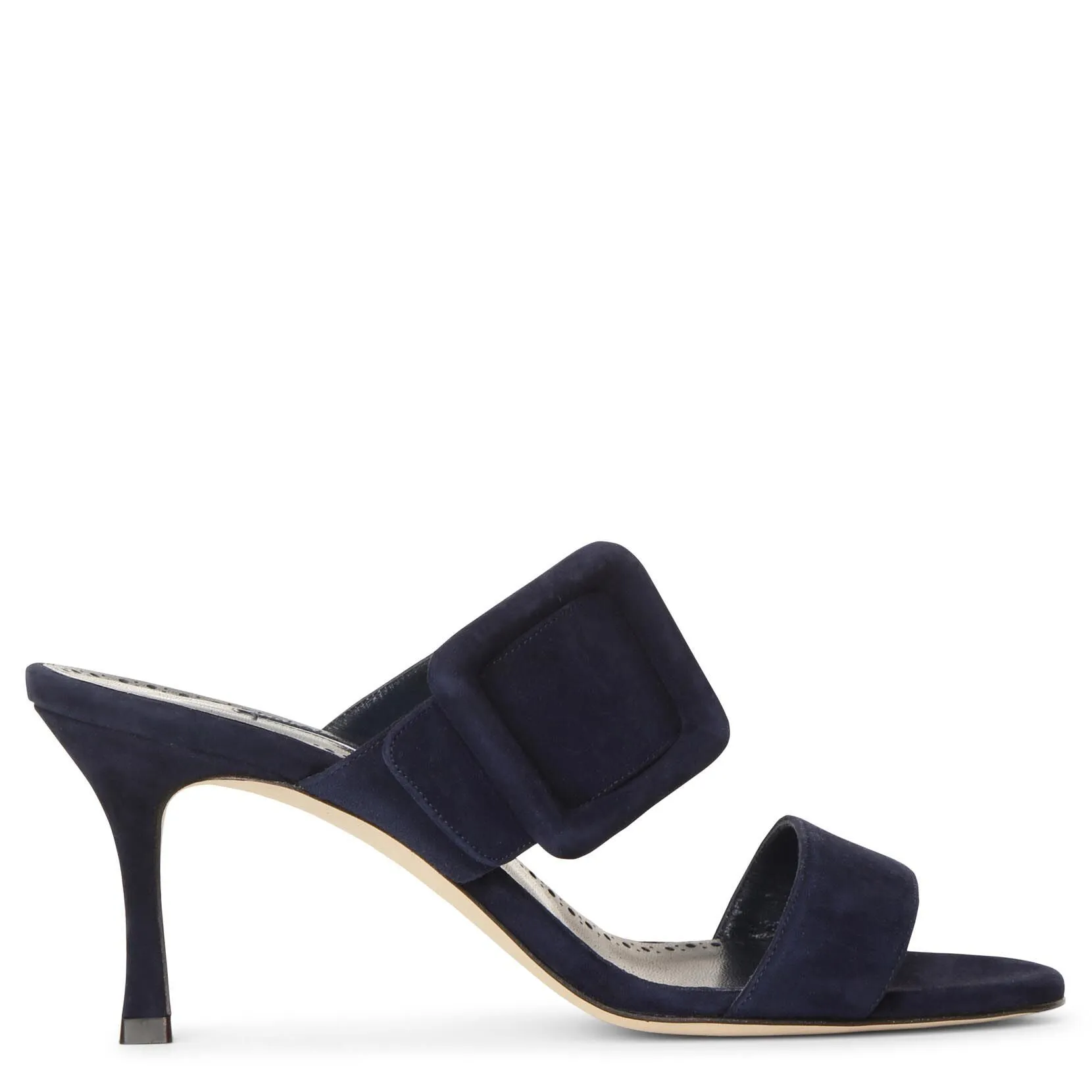 Manolo Blahnik Gable 70 Navy Suede Sandals Shoes