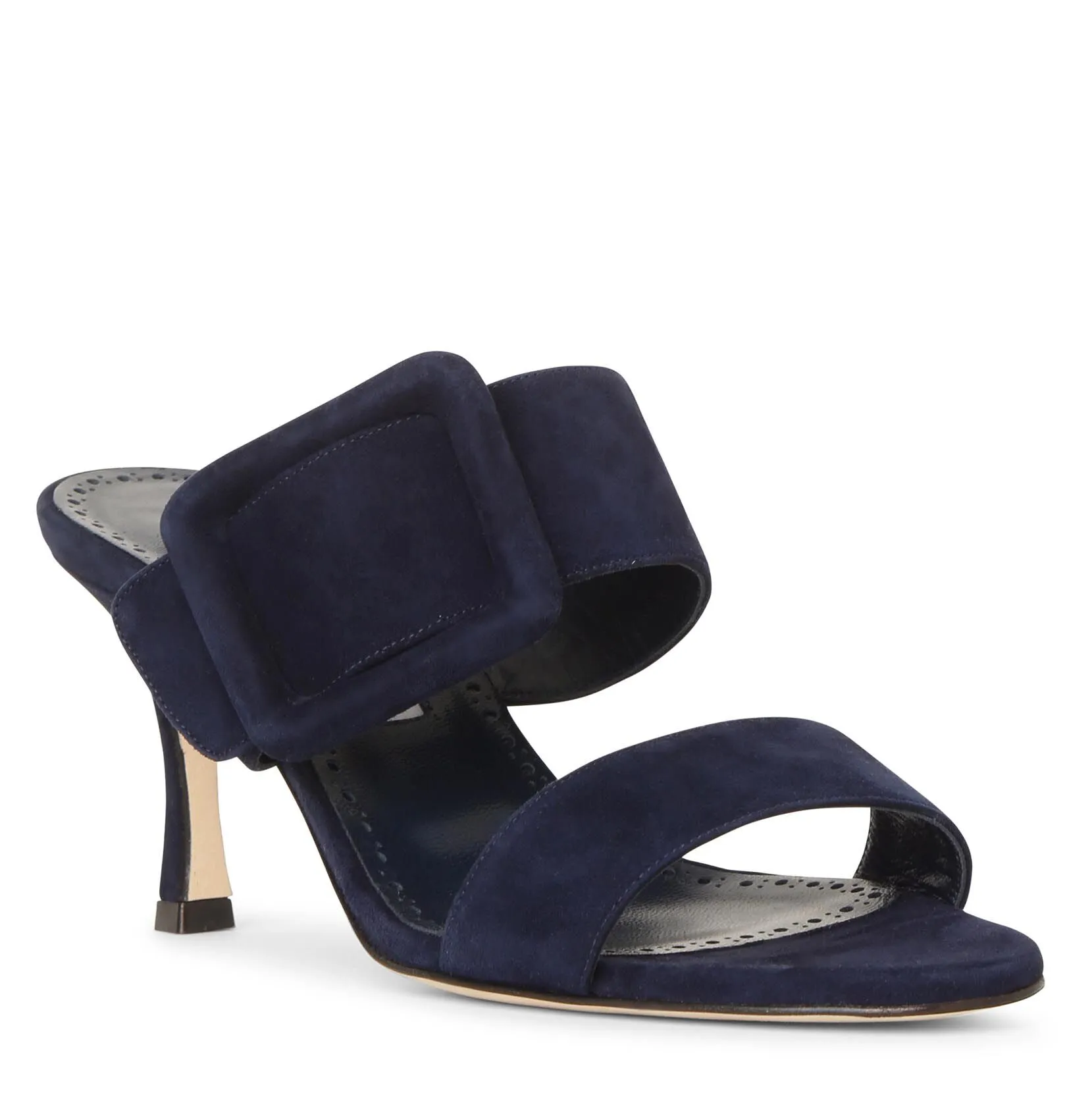 Manolo Blahnik Gable 70 Navy Suede Sandals Shoes