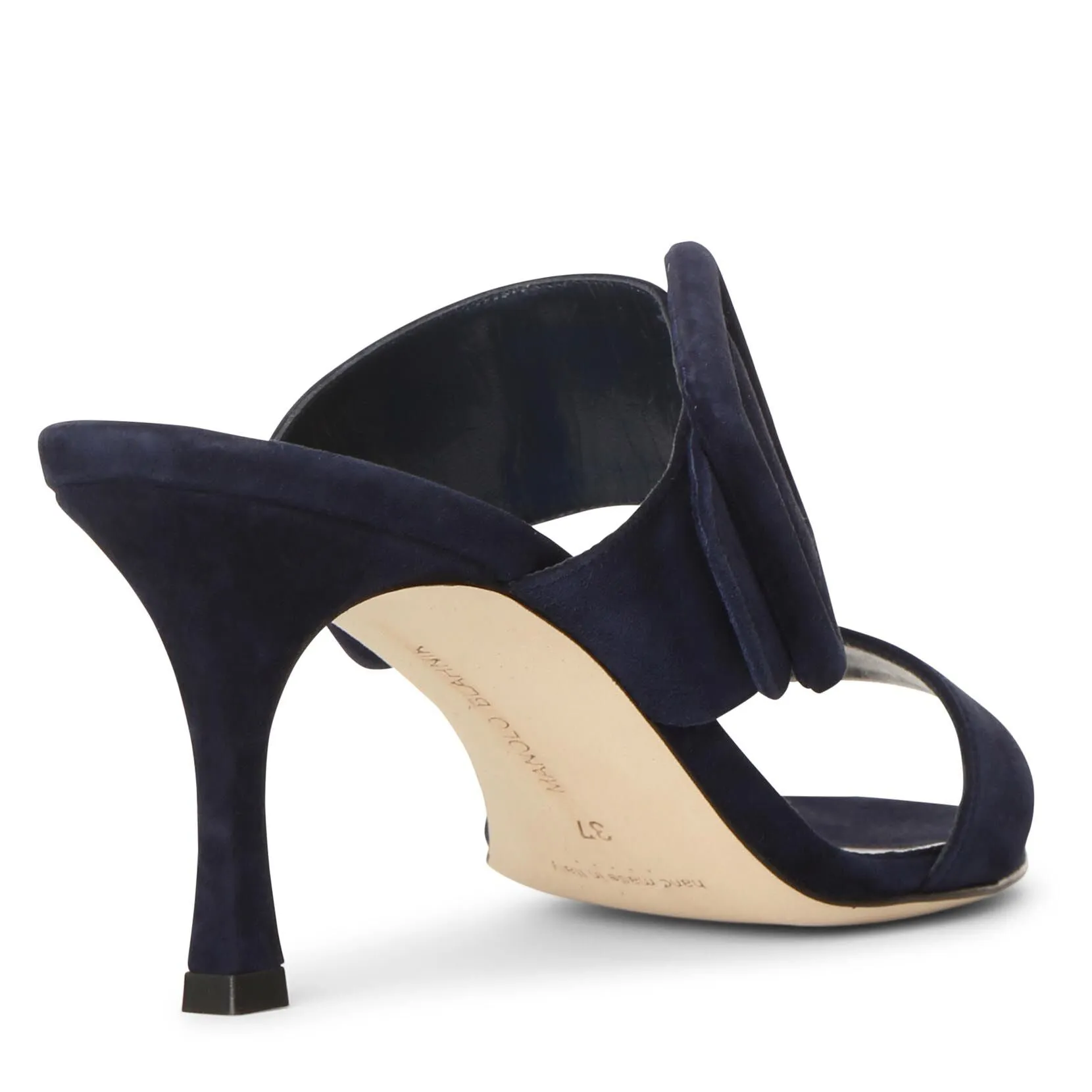 Manolo Blahnik Gable 70 Navy Suede Sandals Shoes