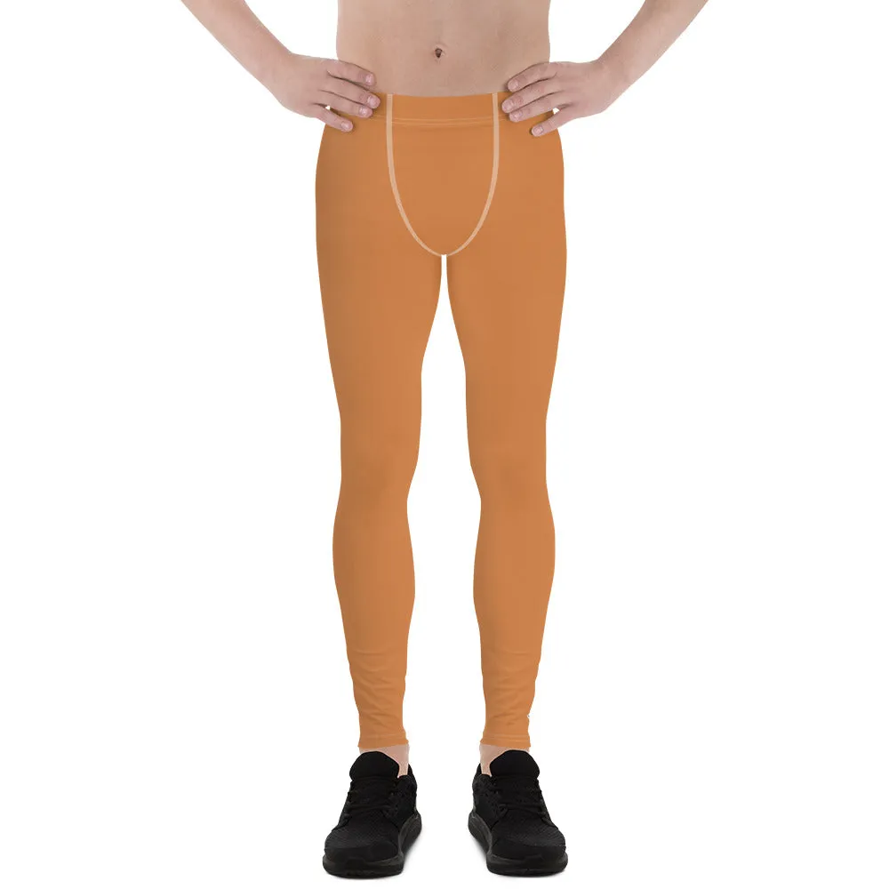 Men's Raw Sienna Solid Color Workout Leggings - Urban Chic