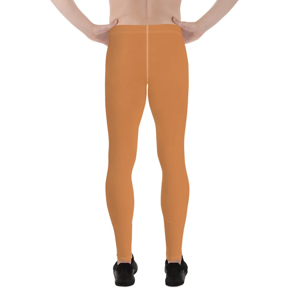 Men's Raw Sienna Solid Color Workout Leggings - Urban Chic