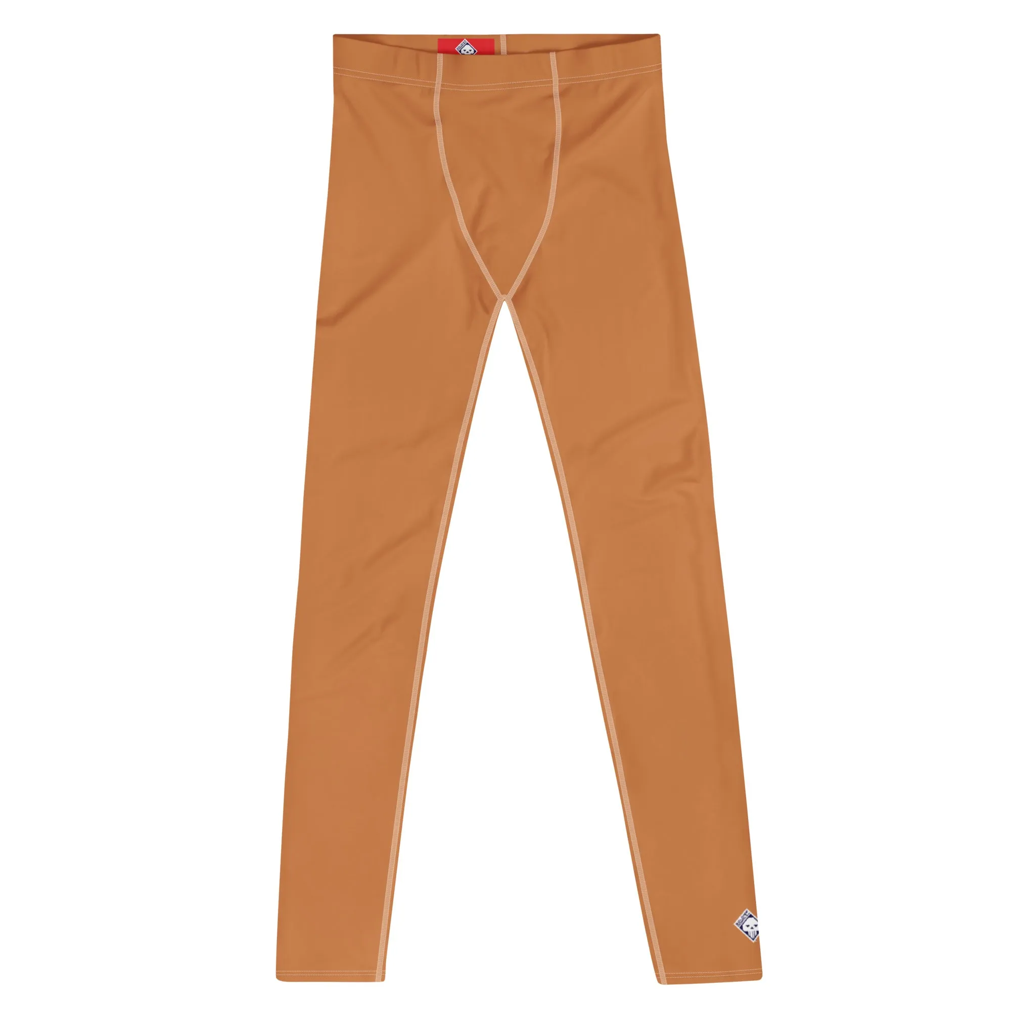 Men's Raw Sienna Solid Color Workout Leggings - Urban Chic