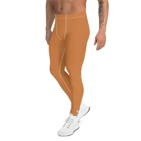 Men's Raw Sienna Solid Color Workout Leggings - Urban Chic