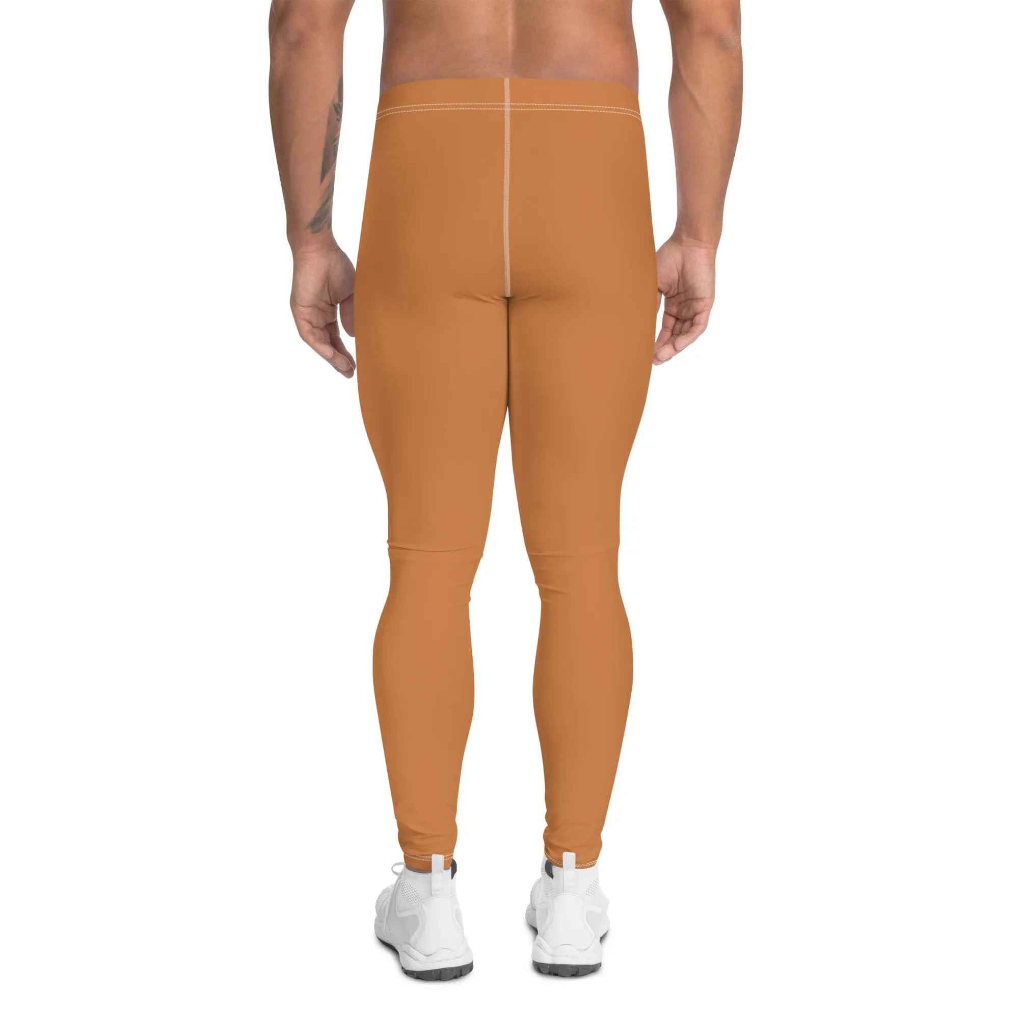 Men's Raw Sienna Solid Color Workout Leggings - Urban Chic