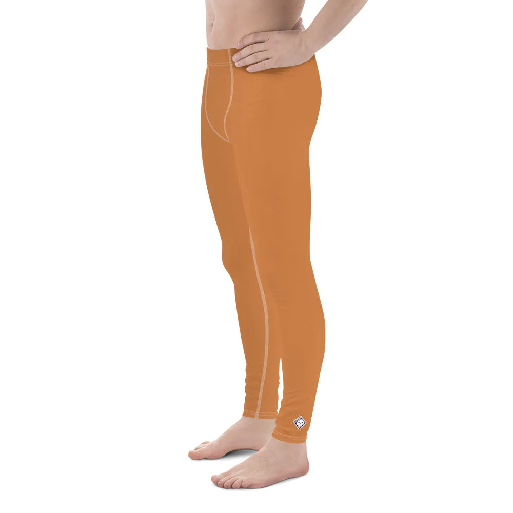 Men's Raw Sienna Solid Color Workout Leggings - Urban Chic