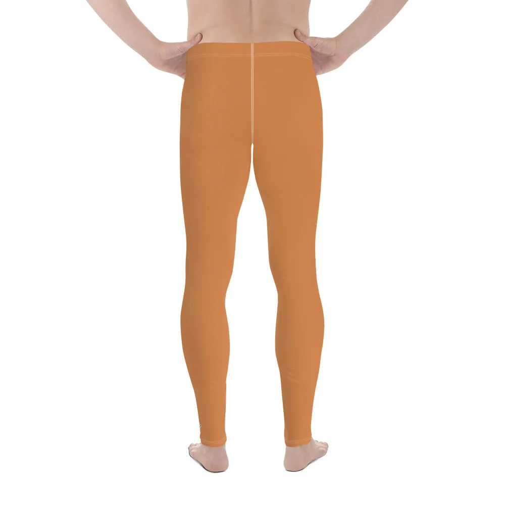 Men's Raw Sienna Solid Color Workout Leggings - Urban Chic