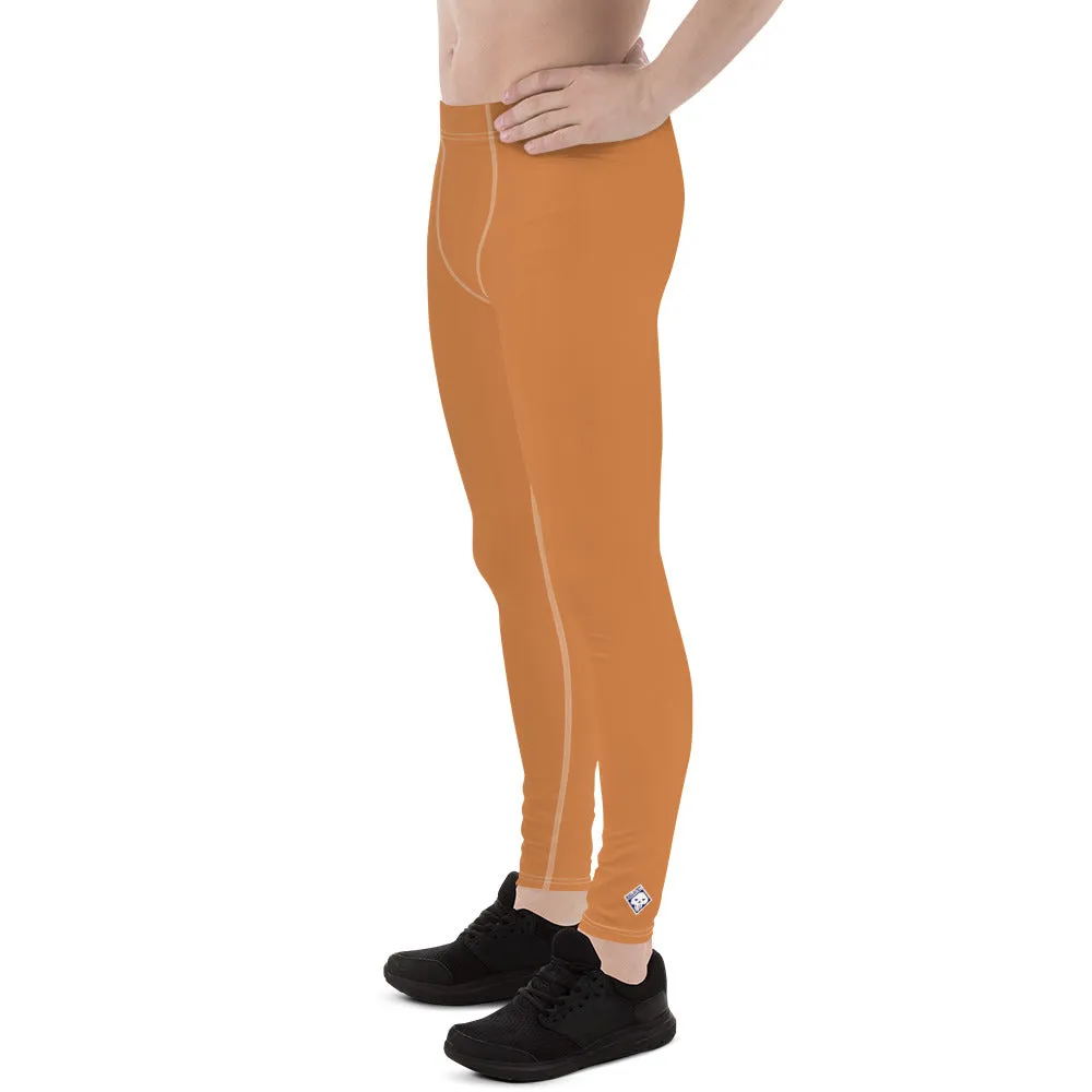 Men's Raw Sienna Solid Color Workout Leggings - Urban Chic