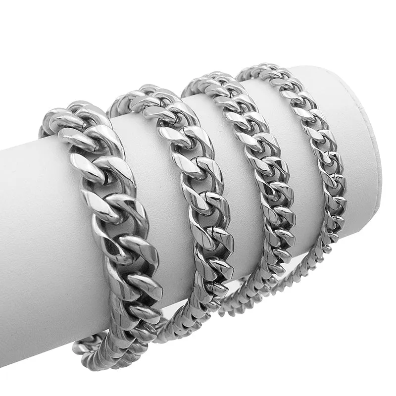 Men's Trendy Stainless Steel Bracelets in 7mm, 9mm, and 10mm Widths - Great Gift Idea