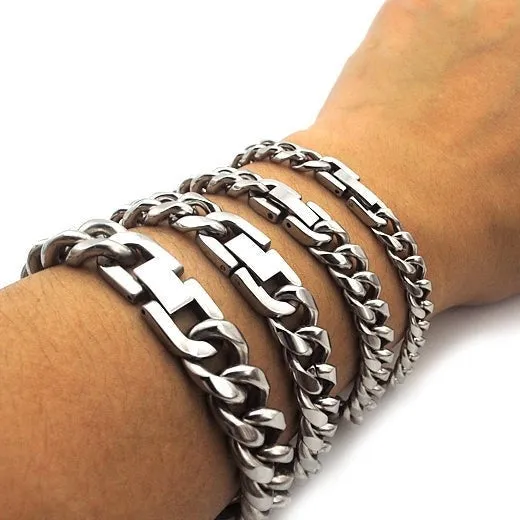 Men's Trendy Stainless Steel Bracelets in 7mm, 9mm, and 10mm Widths - Great Gift Idea