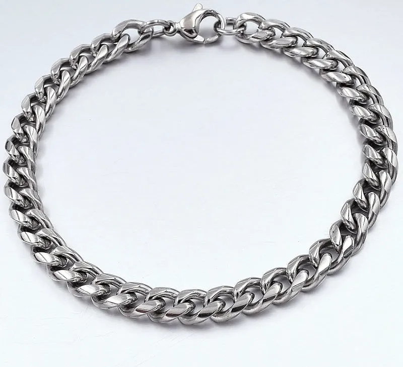 Men's Trendy Stainless Steel Bracelets in 7mm, 9mm, and 10mm Widths - Great Gift Idea