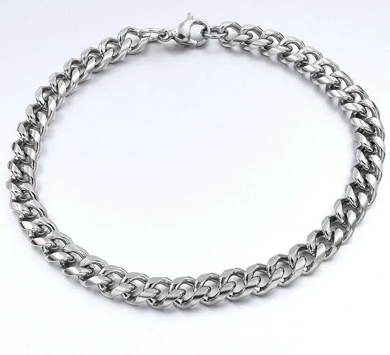 Men's Trendy Stainless Steel Bracelets in 7mm, 9mm, and 10mm Widths - Great Gift Idea