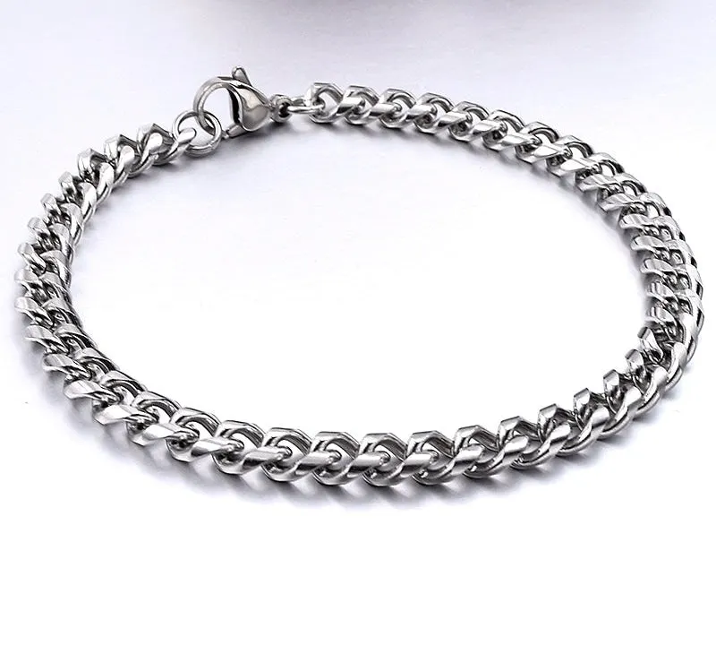 Men's Trendy Stainless Steel Bracelets in 7mm, 9mm, and 10mm Widths - Great Gift Idea