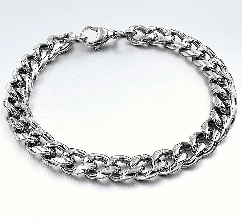 Men's Trendy Stainless Steel Bracelets in 7mm, 9mm, and 10mm Widths - Great Gift Idea