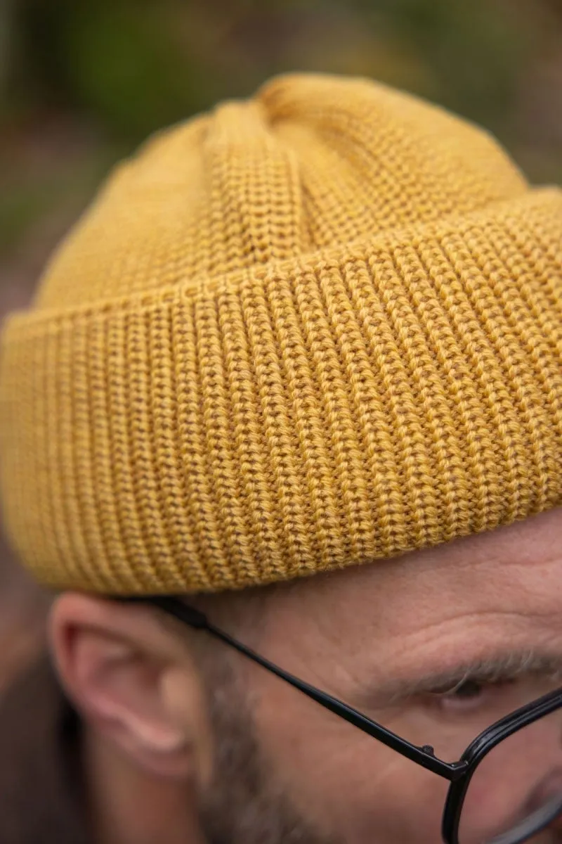 Merino Bifold Watch Cap in Mustard