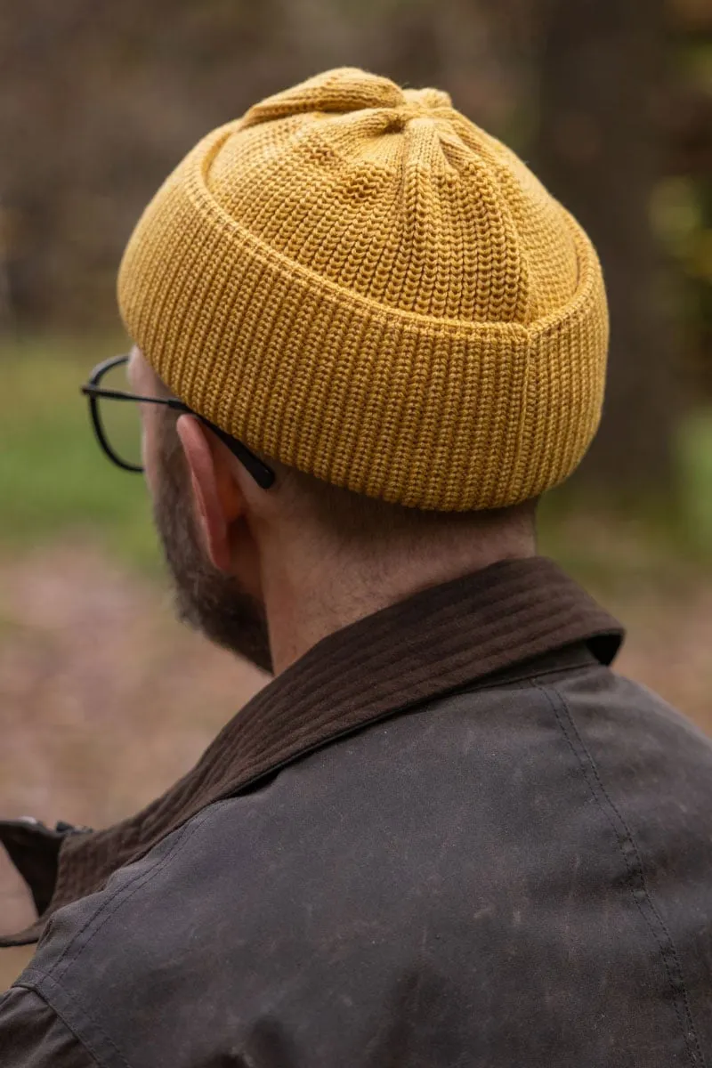 Merino Bifold Watch Cap in Mustard