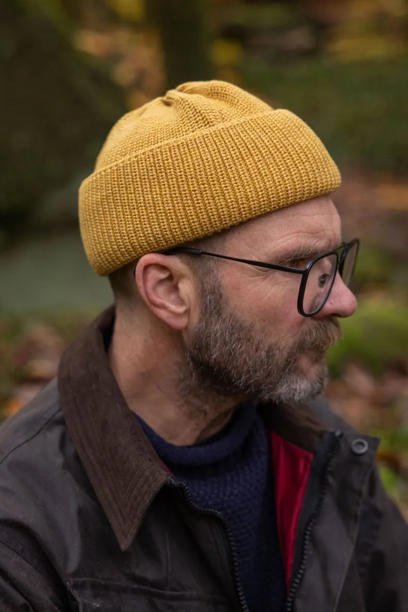 Merino Bifold Watch Cap in Mustard