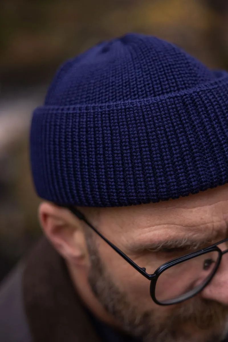 Merino Bifold Watch Cap in Navy Color