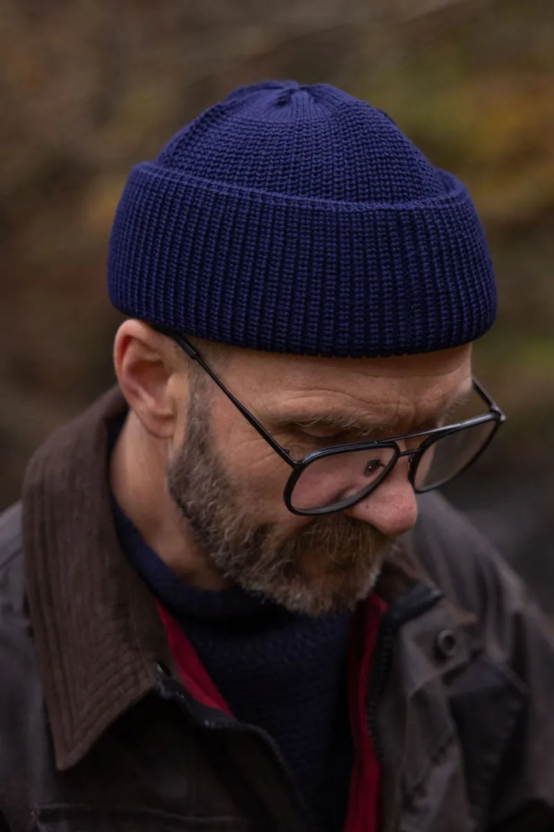 Merino Bifold Watch Cap in Navy Color