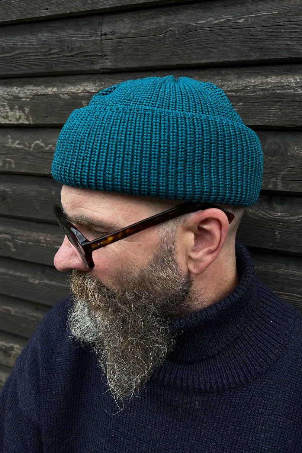 Merino Bifold Watch Cap in Teal Color