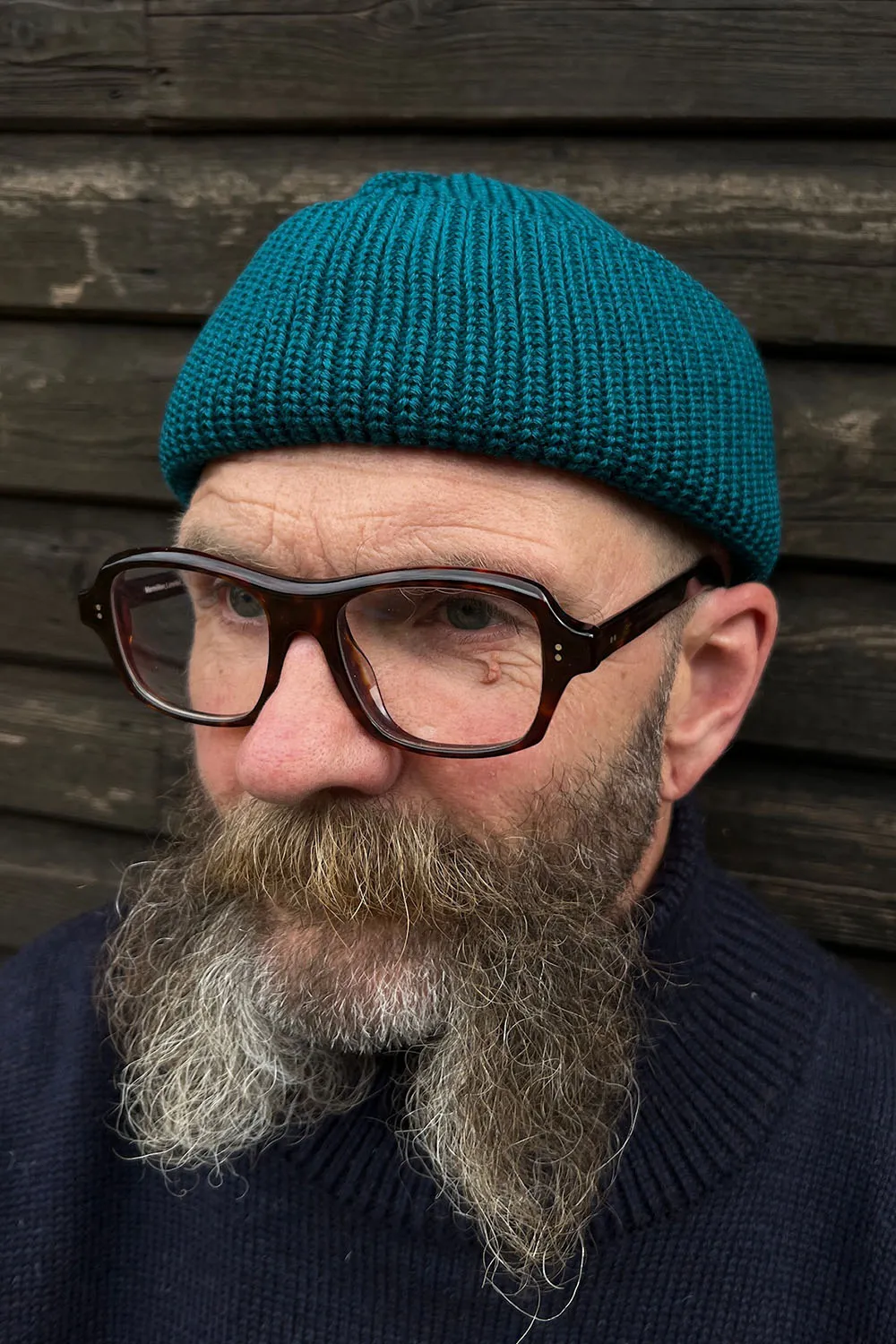 Merino Bifold Watch Cap in Teal Color