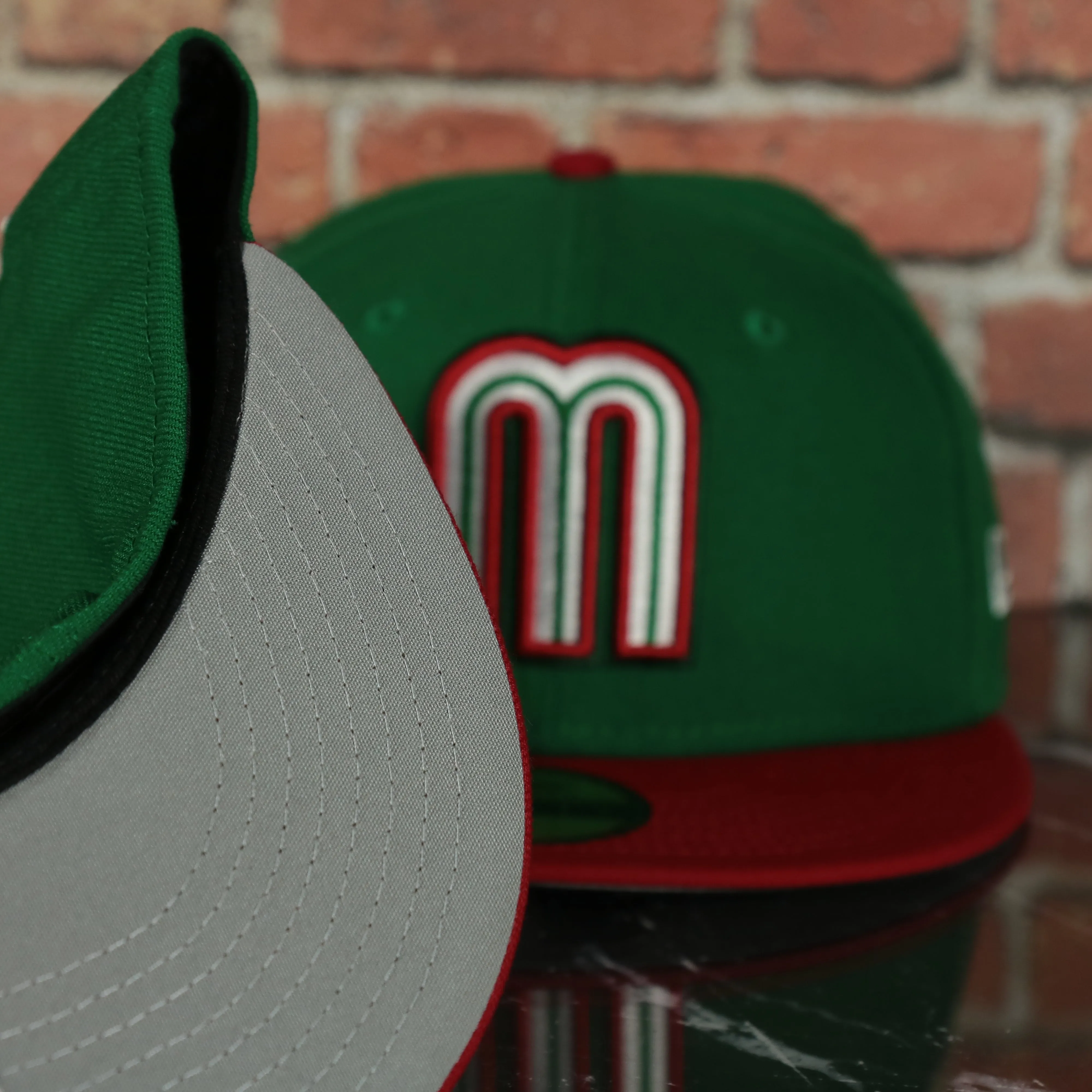 Mexico 2023 World Baseball Classic Two Tone Grey Green Red 59Fifty Fitted Cap