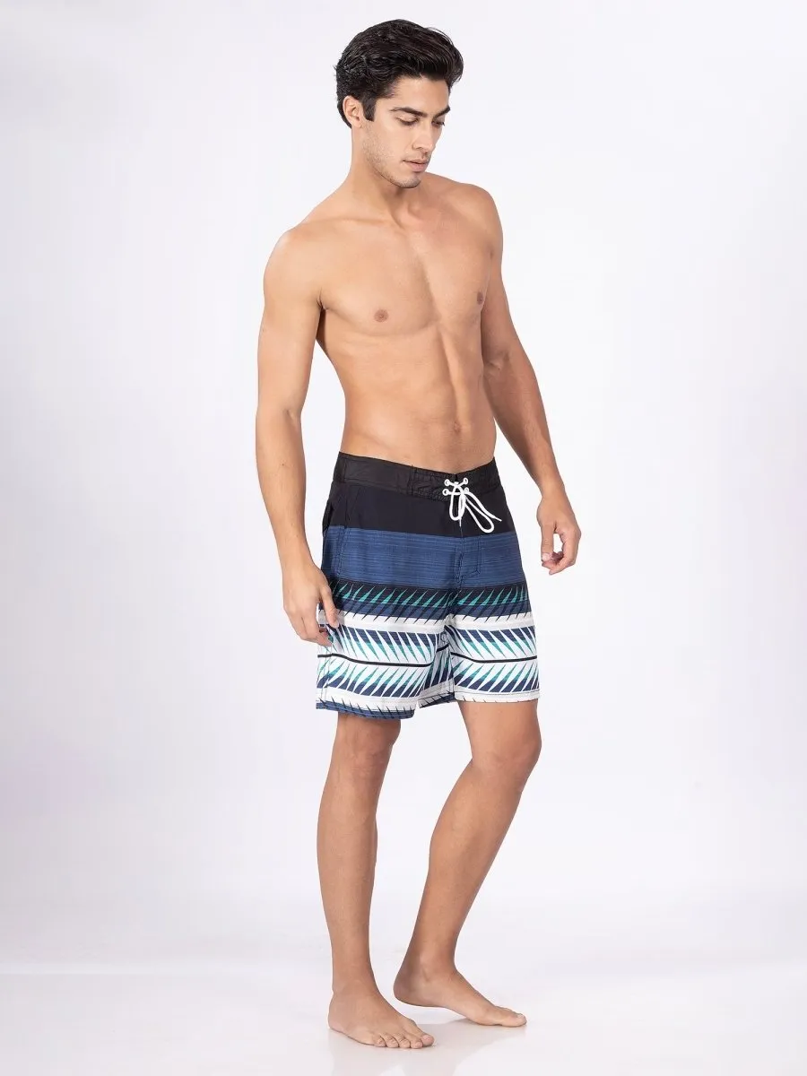 Mid Rise Black Quick Dry Swim Shorts Men