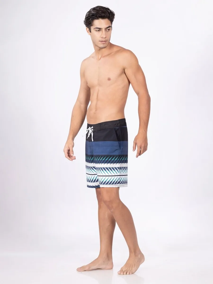 Mid Rise Black Quick Dry Swim Shorts Men