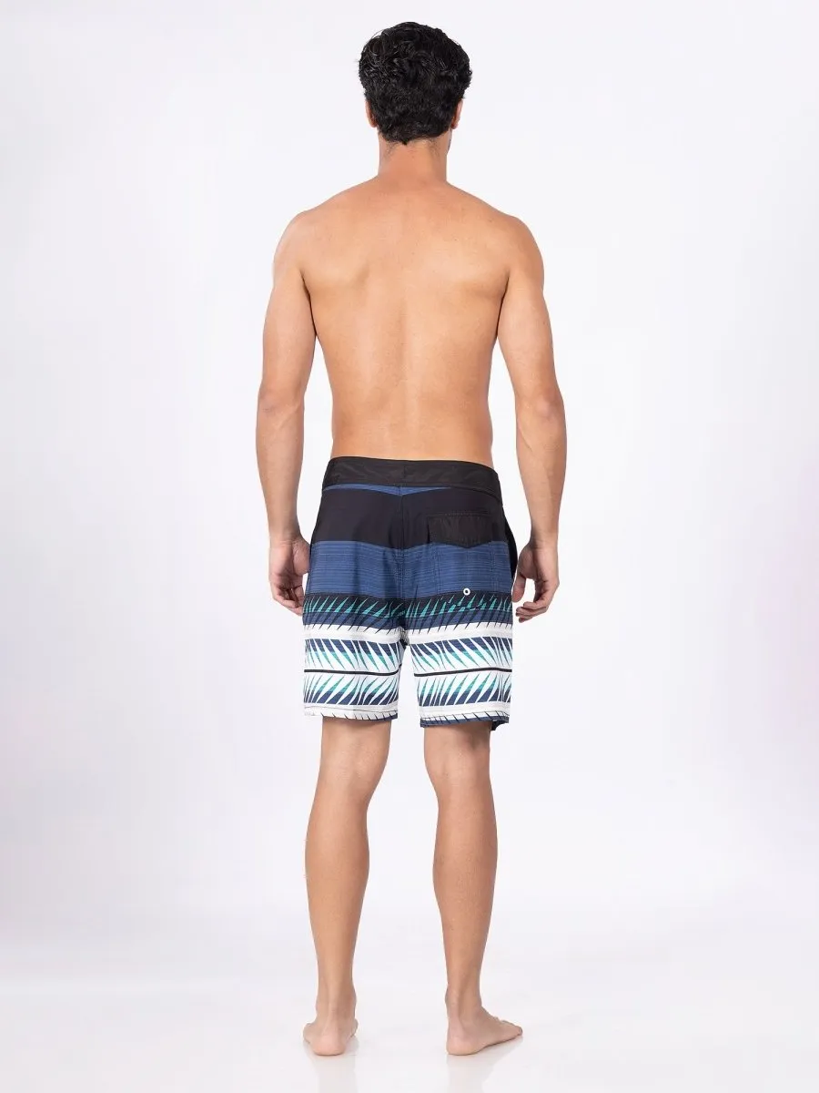 Mid Rise Black Quick Dry Swim Shorts Men