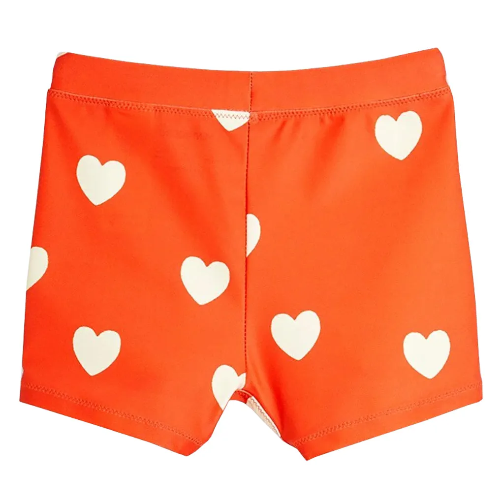 Mini Rodini Red Hearts Swim Shorts for Kids