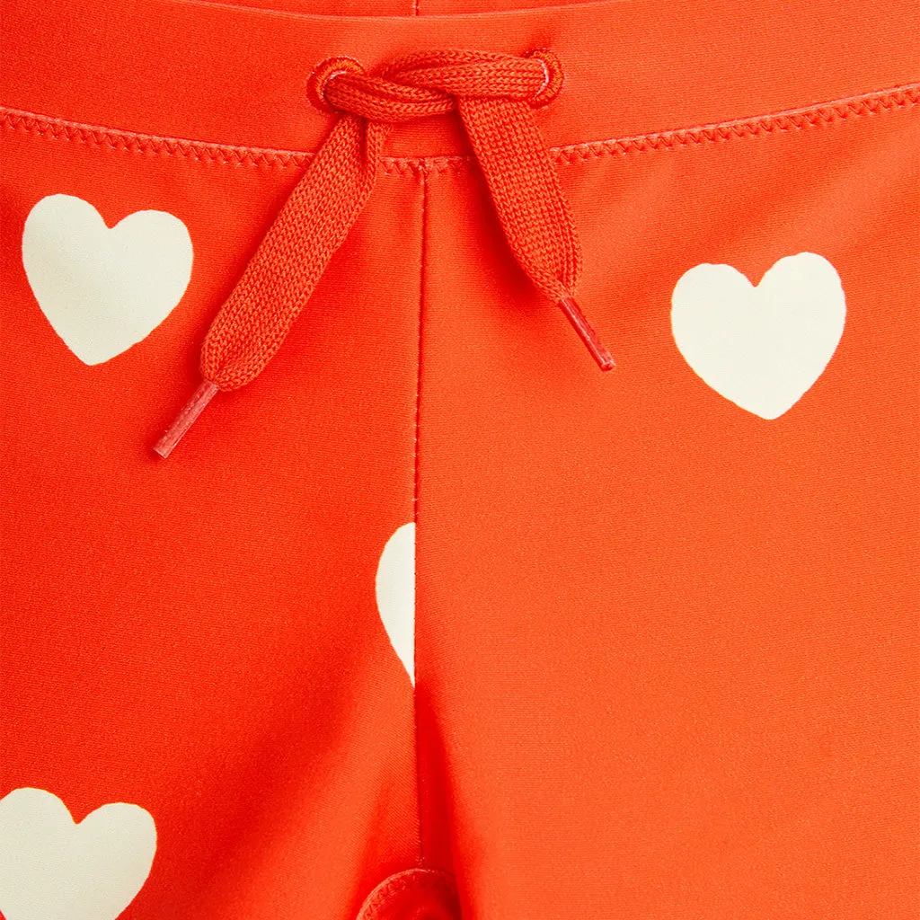 Mini Rodini Red Hearts Swim Shorts for Kids