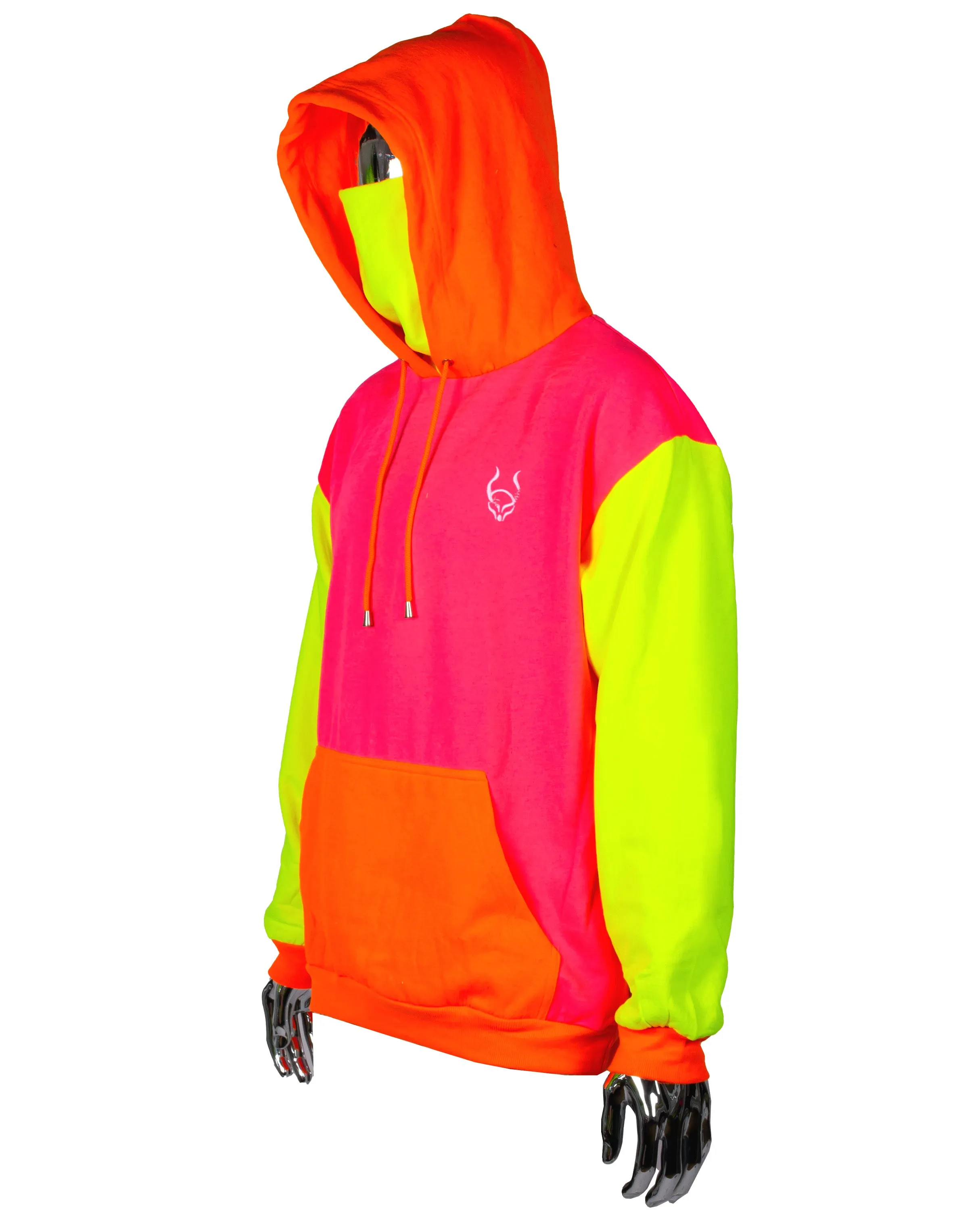 Multi-color Neon Light Mask Hoodie.