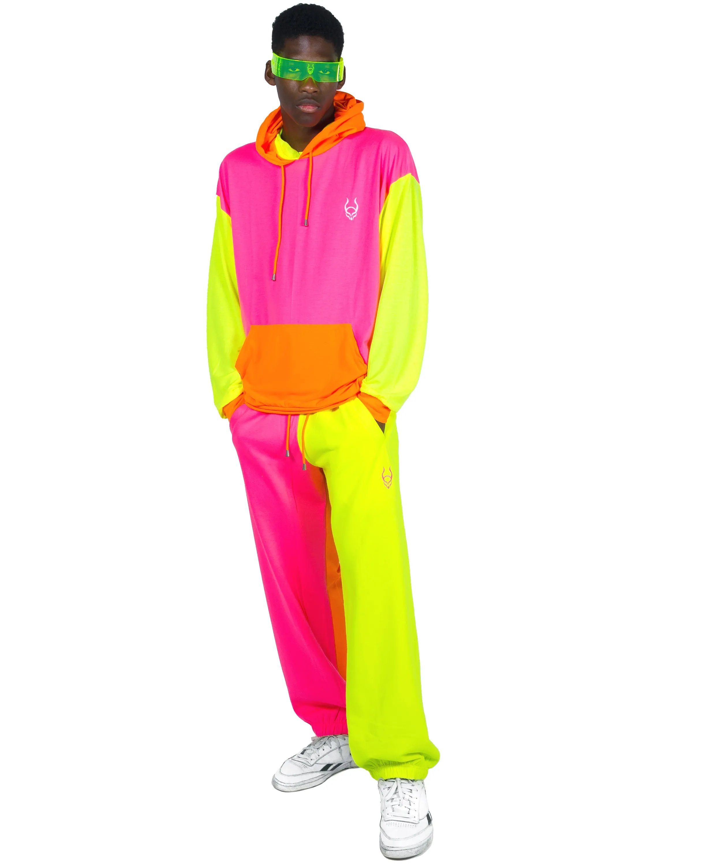 Multi-color Neon Light Mask Hoodie.