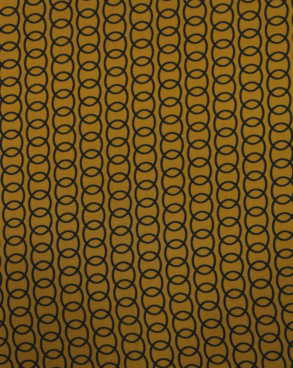 Mustard Black Circle Polyester Crepe Fabric