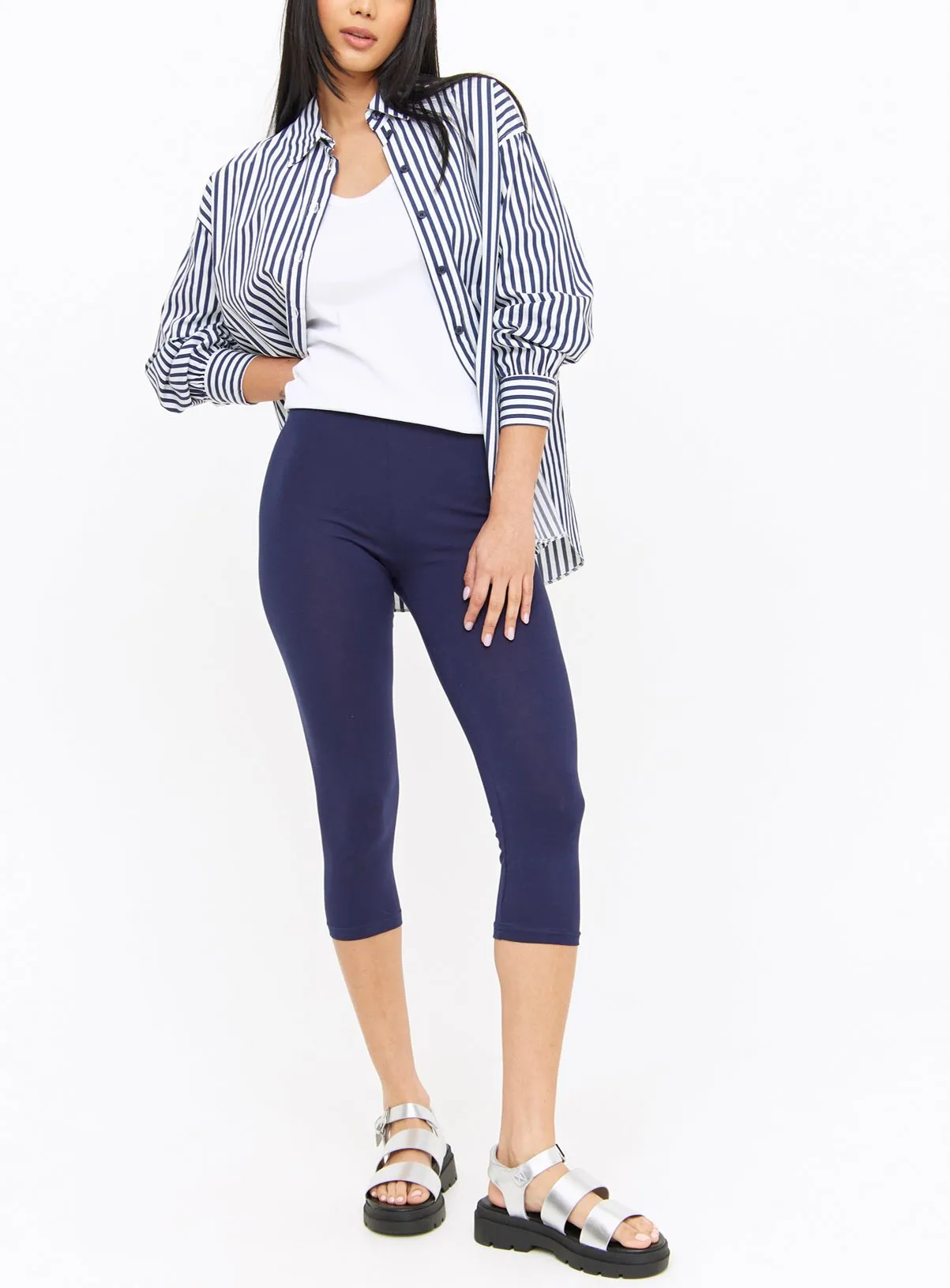 Navy Cropped Leggings 2 Pack Size Large - Shop Leggings at Tu online