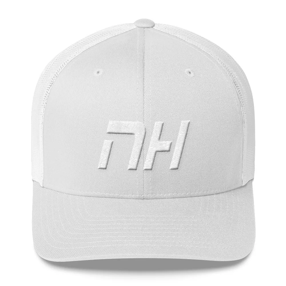 New Hampshire Trucker Cap with White Embroidery - NH - Various Hat Colors