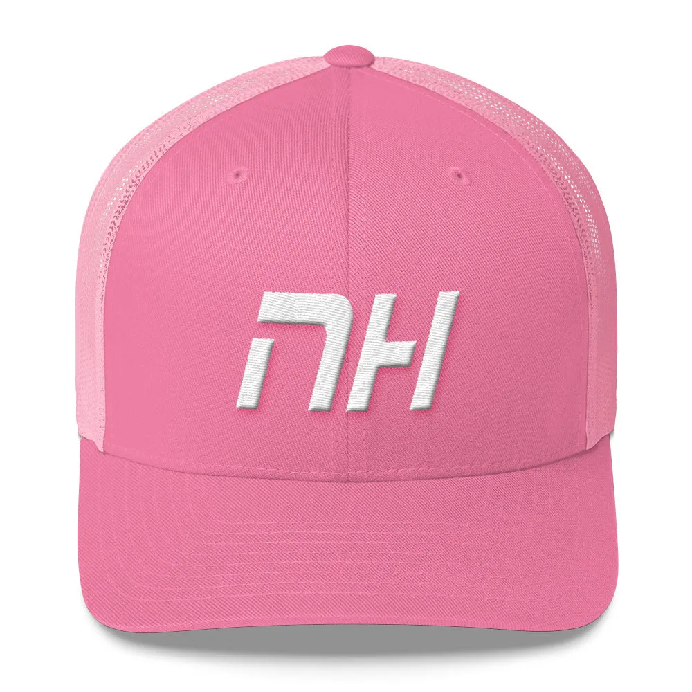 New Hampshire Trucker Cap with White Embroidery - NH - Various Hat Colors