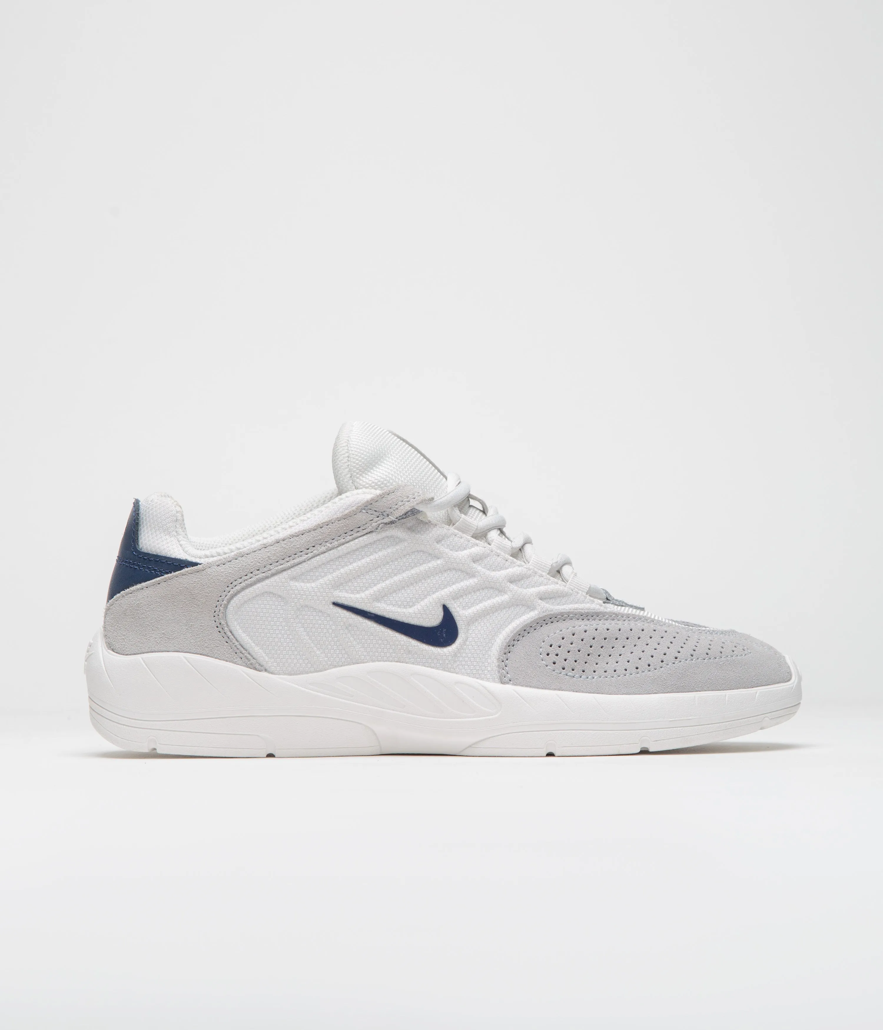 Nike SB Vertebrae Shoes in Platinum Tint, Midnight Navy, and Wolf Grey