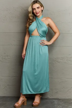 Ninexis Criss Cross Halter Neck Maxi Dress - Know Your Worth