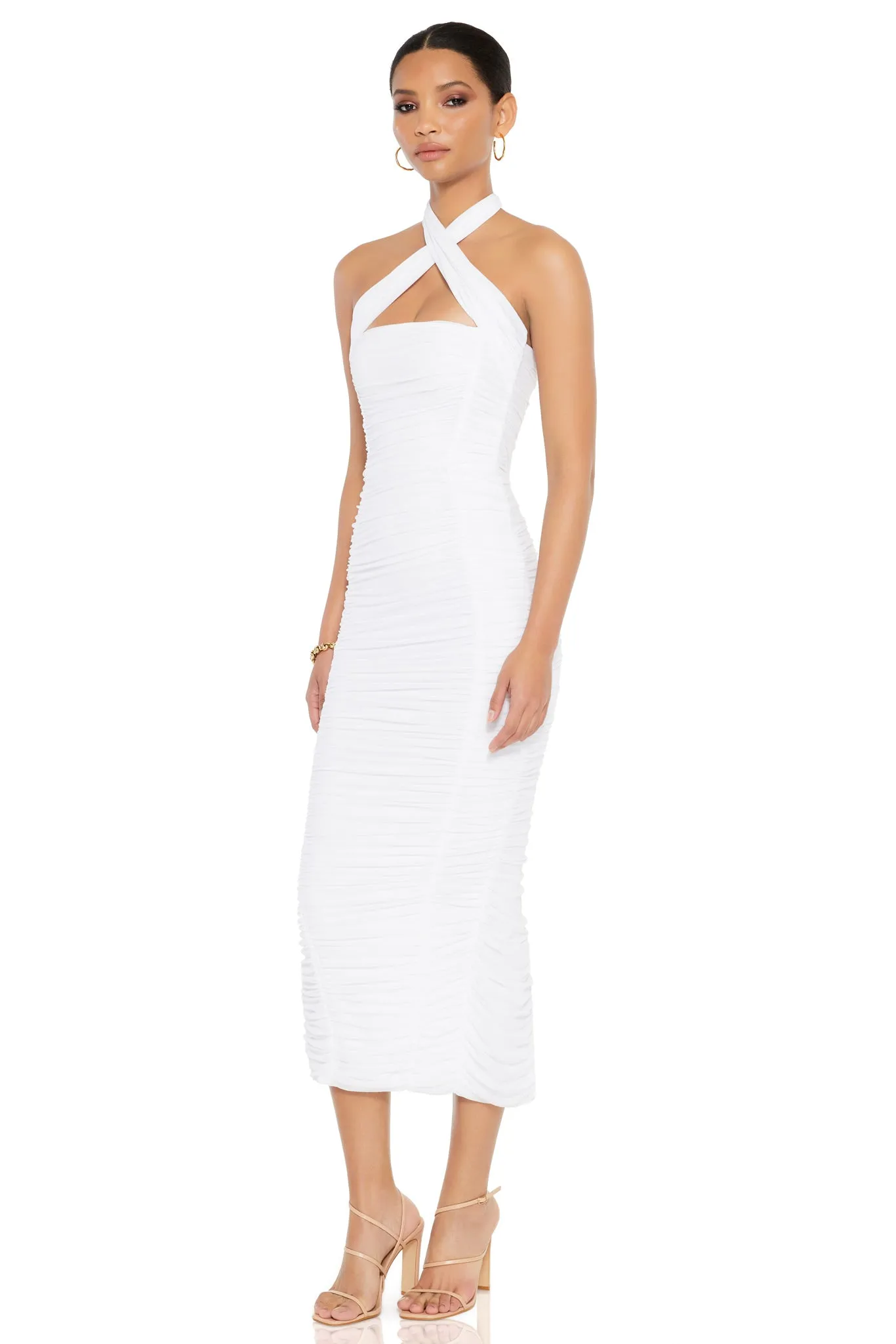 Nookie Monroe Midi Dress - White can be rewritten as: White Monroe Nookie Midi Dress