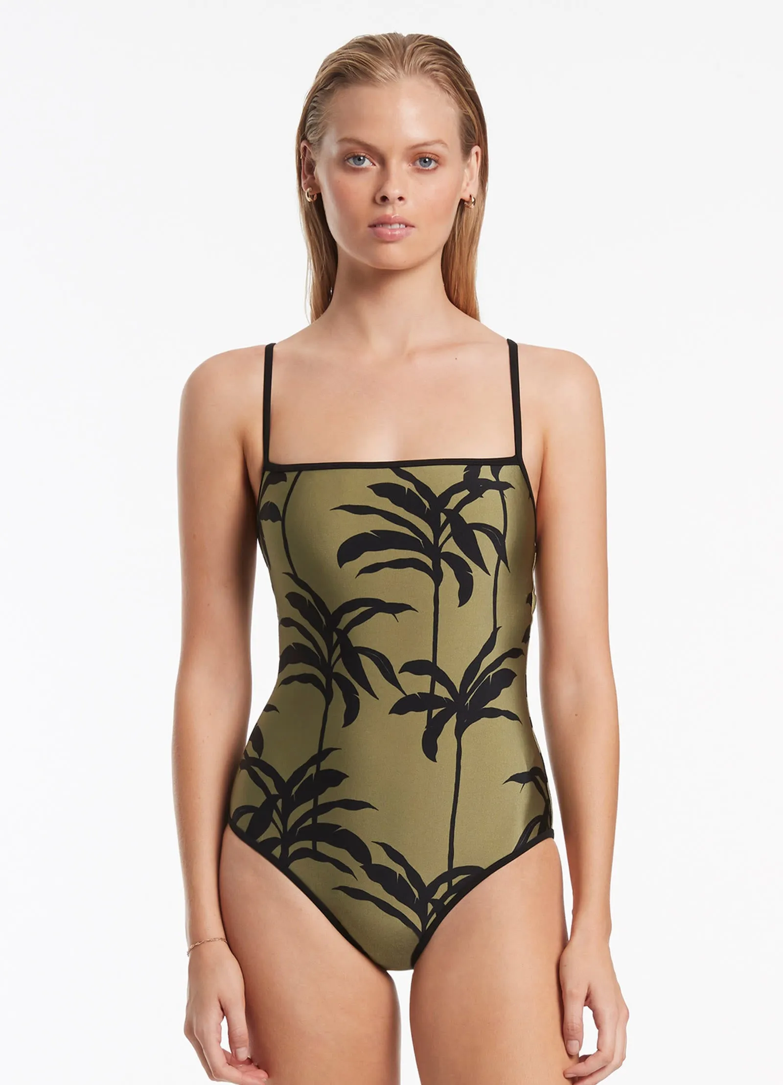 Olive Minimal Tank One Piece Swimsuit by Palme