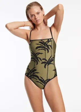 Olive Minimal Tank One Piece Swimsuit by Palme