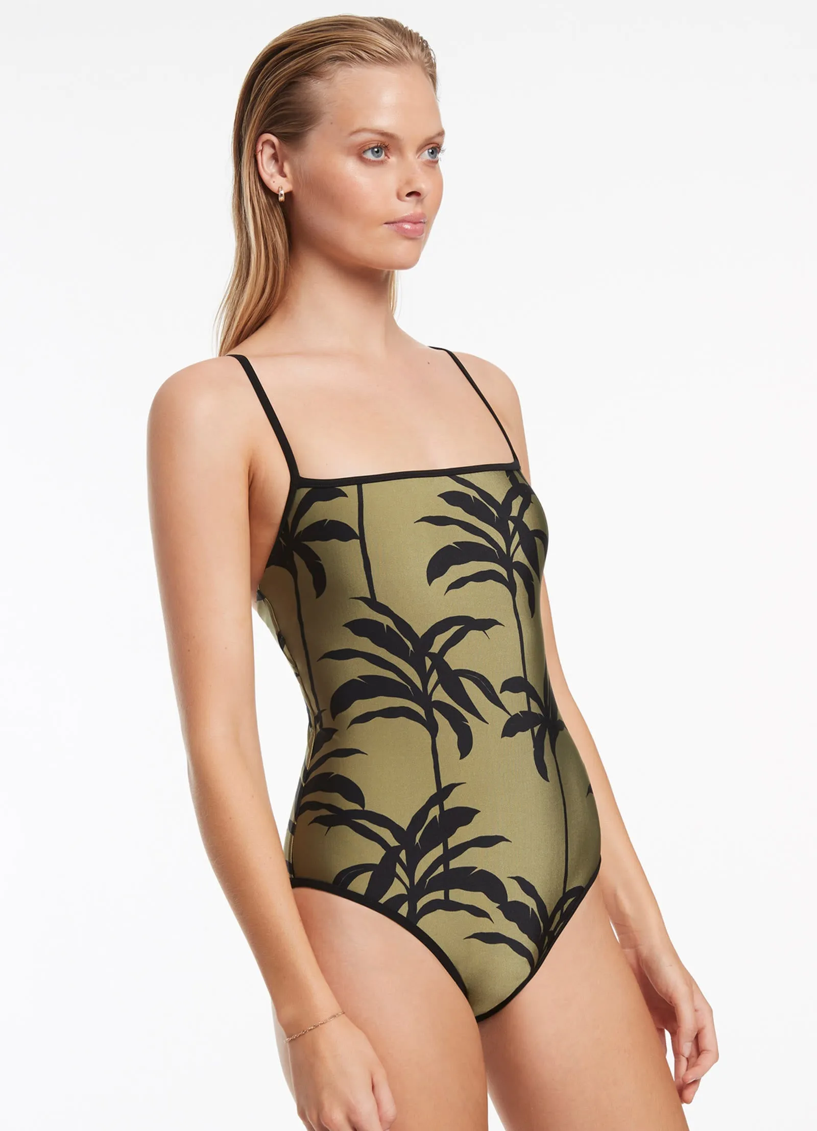 Olive Minimal Tank One Piece Swimsuit by Palme